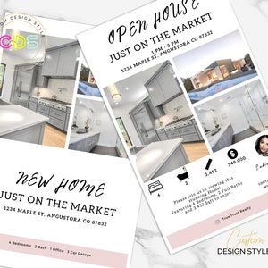 Open House Listing Flyer & Just Listed Canva Template Set, Marketing Template, Real Estate, Editable Relator Tools Digital Printable 6 image 1