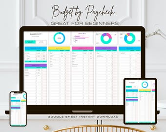 Paycheck Budget Spreadsheet Subscription Tracker Bill Calendar Debt Tracker Google Sheets Excel Template Biweekly Monthly Paycheck Planner