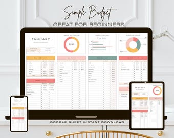 Budget Spreadsheet | BiWeekly | Monthly Budget | Easy Budget Planner for Google Sheet | Paycheck | Expense Tracker | Bill Tracker | Template