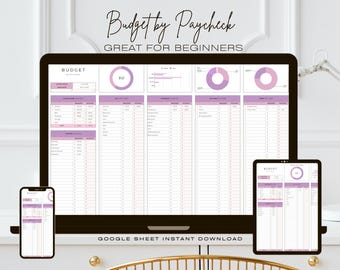 Paycheck Budget Spreadsheet Subscription Tracker Bill Calendar Debt Tracker Google Sheets Excel Template Biweekly Monthly Paycheck Planner