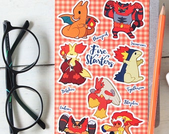 Fire Starter Pokemon Sticker Sheet