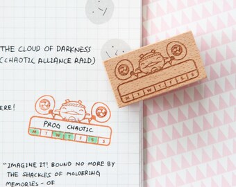 Weekly Habit Wooden Stamp for Journaling - FFXIV, Ace Attorney and Pokemon