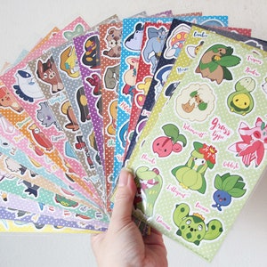 Feuille d'autocollants Pokemon Type ENSEMBLE COMPLET 18 feuilles d'autocollants image 1