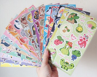 Pokemon Type Sticker Sheet FULL SET!! 18 Sticker sheets