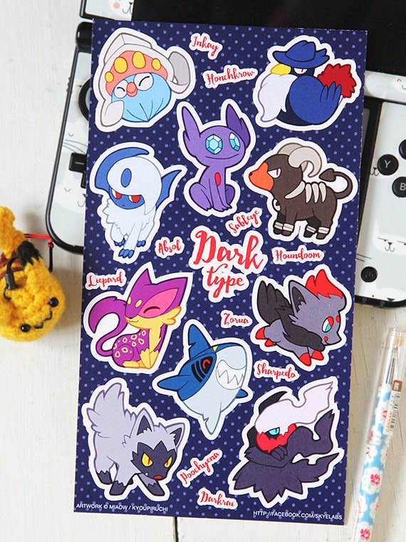 Dark Type Pokemon Sticker Sheet Pokemon Type Series 