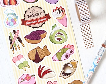 Japanese Desserts Sticker Sheet - The Bakery Series Japanese Sweets