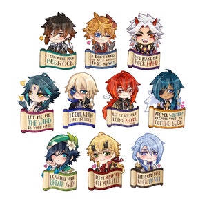 Genshin Stickers - Waterproof Funny Genshin Husbando Stickers with Cheesy Pick-up Lines image 8