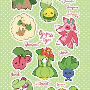 Grass Type Pokemon Sticker Sheet Pokemon Type Series image 3