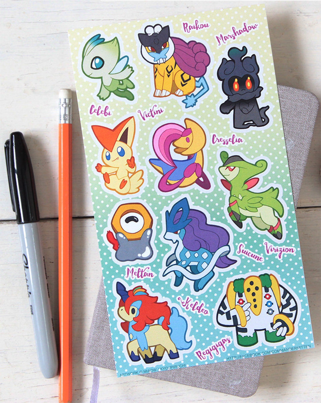 Legendary and Mythical Pokemon Sticker Sheet 2 