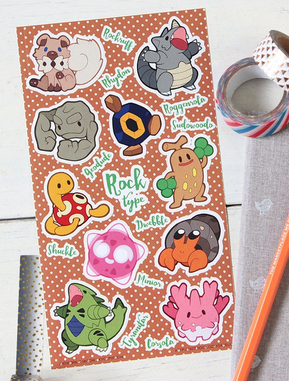 Rock Art Pokemon Sticker Sheet Pokemon Art Serie - .de