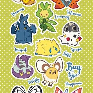 Bug Type Pokemon Sticker Sheet Pokemon Type Series image 3