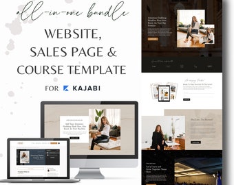 All-In-One: Kajabi Course & Coaching Website + Sales Page + Product/Course Template Bundle | Feminine Site + Landing Page Theme - Minimalist