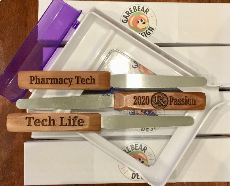 Wood Stain Custom Garebear Pharmacist Spatula Personalize With Etsy