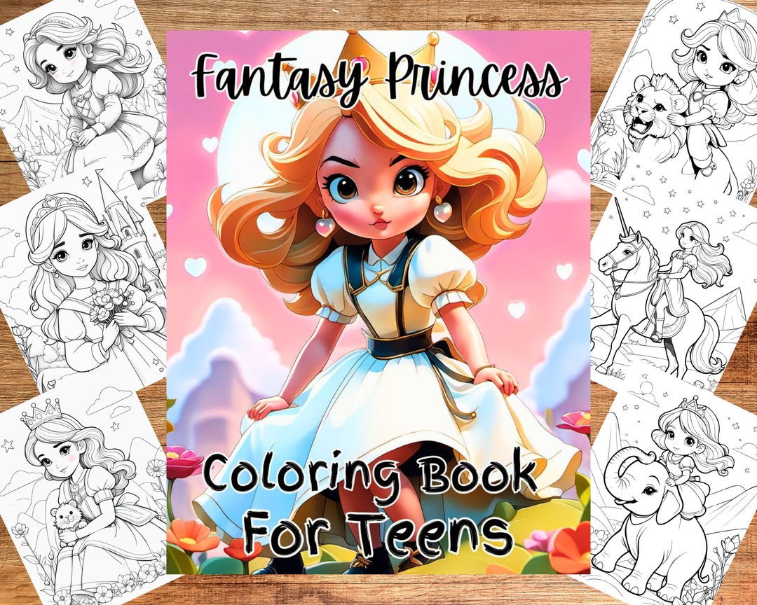 Fantasy Princess Coloring Pages for Teens: 50 Fun and Relaxing - Etsy