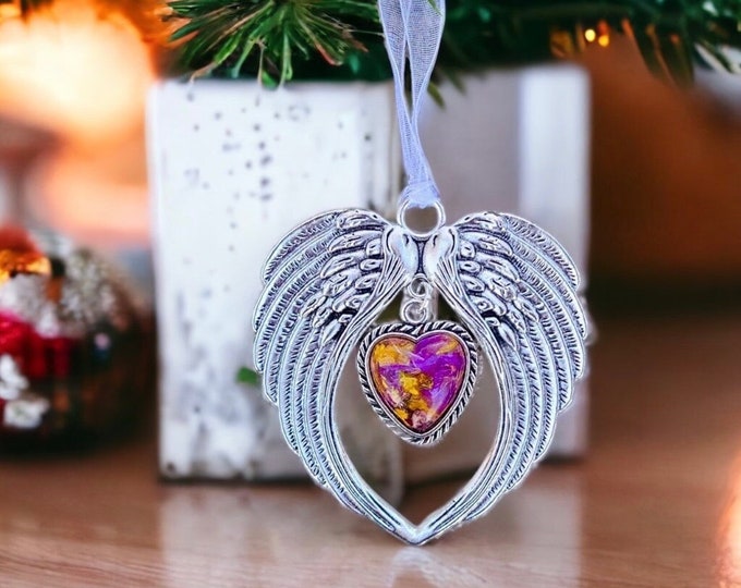 Angel Wing Christmas Ornaments. Memorial Jewelry,  Memorial Beads. Wedding Flowers. Funeral Flowers. Made with real flowers.