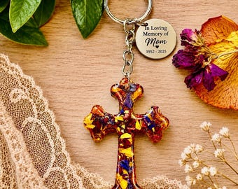 Flower Petal Memorial Keychain, Custom Dried Flower Keepsake