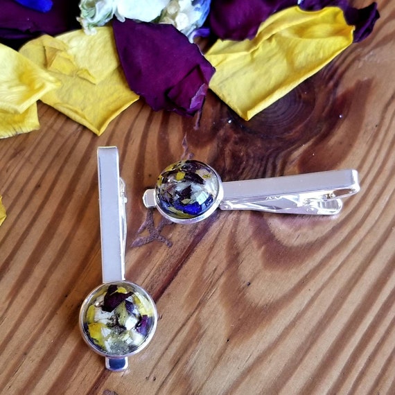 Memorial Flower Tie Bar: Keepsake Wedding & Funeral Floral Jewelry