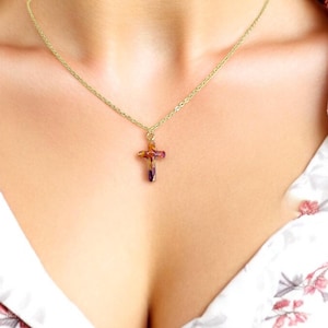 Cross Memorial Necklace made with flowers. Memorial jewelry, Wedding Flowers. Funeral Flowers. Made with real flowers