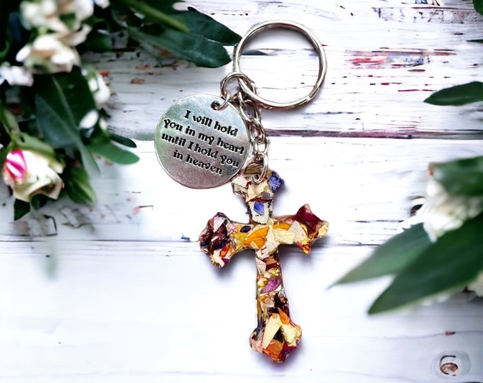 Keychain made with flowers. Memorial Beads. Wedding Flowers. Funeral Flowers. Made with real flowers