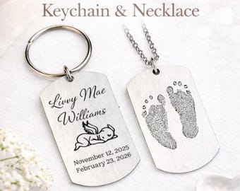 Dad Handwriting Dog Tag Keychain, Memorial Fingerprint Keepsake, Stainless Steel Gift, Finger Print Dog Taf