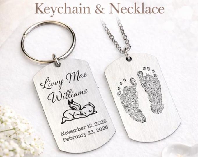 Dad Handwriting Dog Tag Keychain, Memorial Fingerprint Keepsake, Stainless Steel Gift, Finger Print Dog Taf