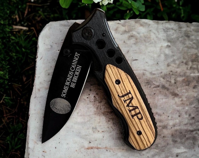 Finger print Knife,  Memorial Knife,  Keepsake Knife, Engraved Knife, Wedding Knife