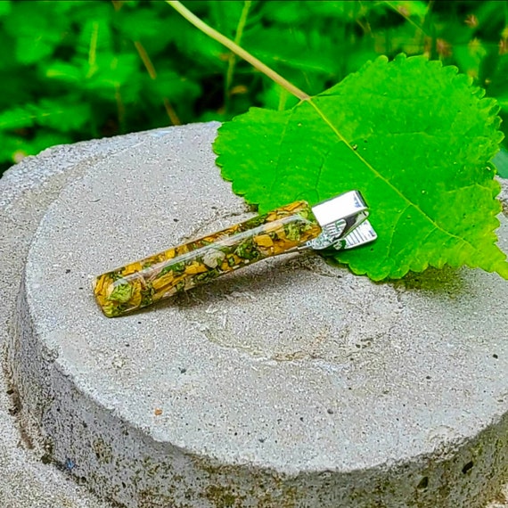 Custom Flower Memorial Tie Clip, Wedding Funeral Keepsake