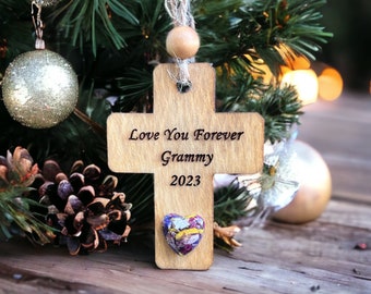 Custom Christmas Ornament, Memorial Flower Keepsake