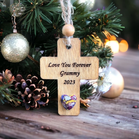 Custom Christmas Ornament, Memorial Flower Keepsake