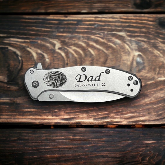 Engraved Fingerprint Knife, Memorial Keepsake