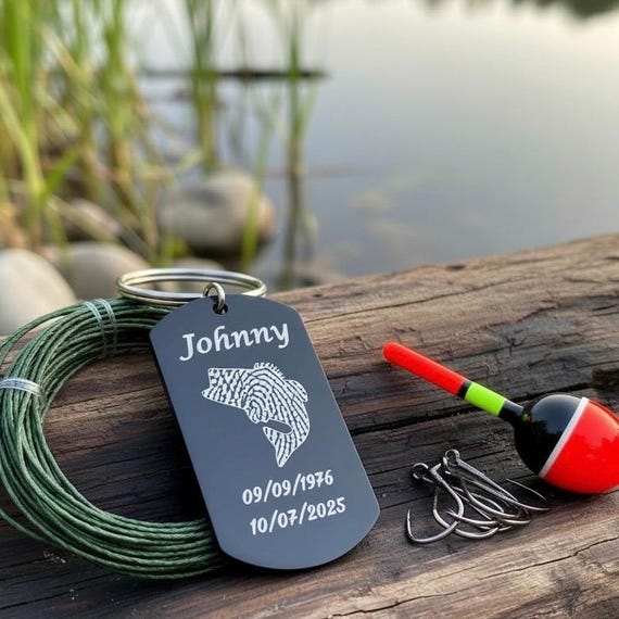 Personalized Fish Fingerprint Keychain, Memorial Keepsake