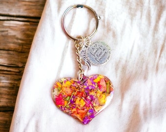 Flower Petal Keychain, Memorial Keepsake, Wedding, Funeral Flowers