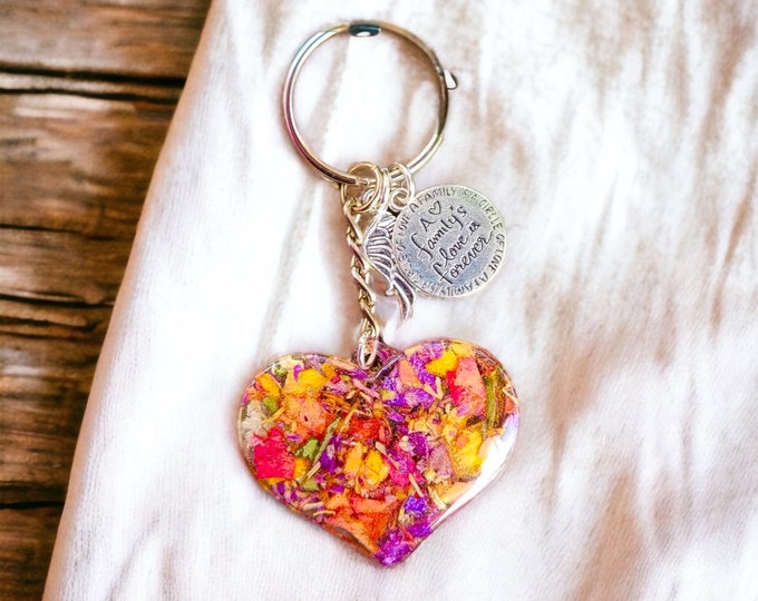 Flower Petal Keychain, Memorial Keepsake, Wedding, Funeral Flowers