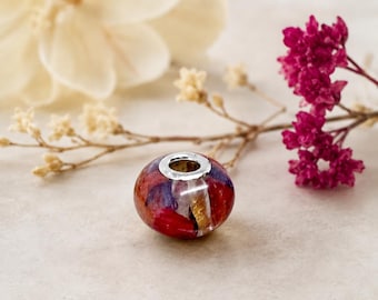 Flower Petal Memorial Bead, Large Hole Keepsake