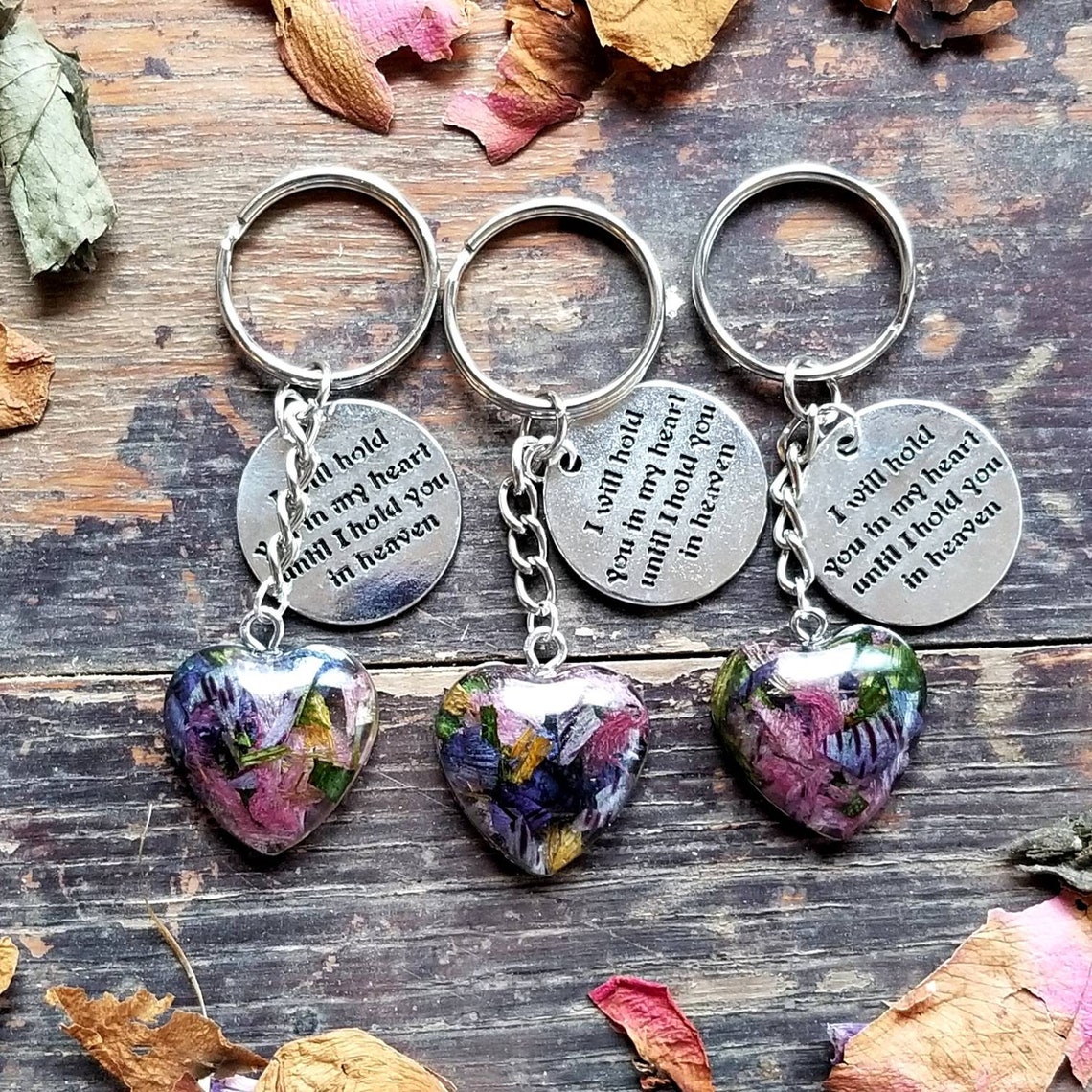 Keychain Made With Flowers. Memorial Beads. Wedding Flowers. Etsy
