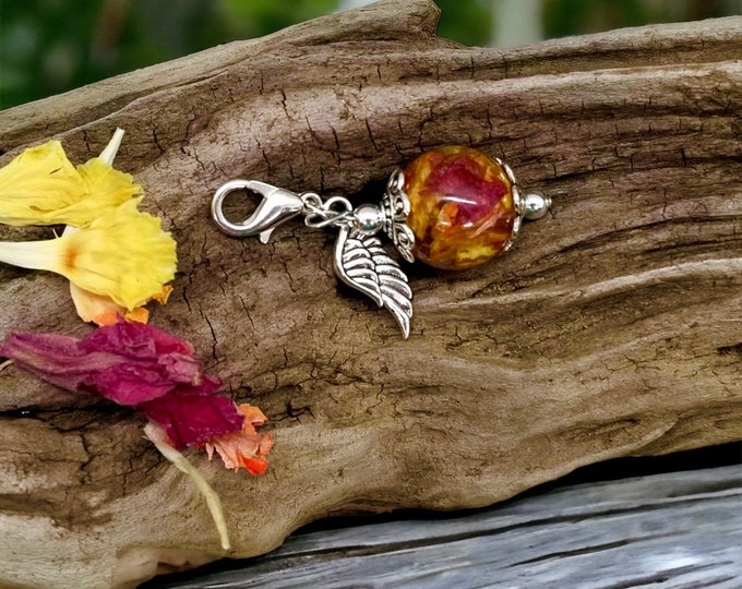 16mm Memorial Bead charm. Wedding Flowers. Funeral Flowers. Made with real flowers