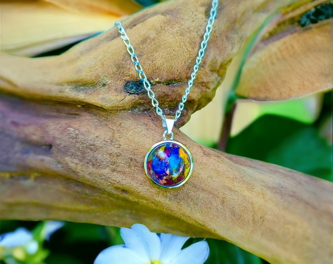 Memorial Flower Pendant | Sterling Silver Necklace Made with Your Dried Flowers | Keepsake Rose Jewelry | Sympathy Gift 12mm Sterling Silver