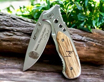 Custom Fingerprint Engraved Knife, Memorial Keepsake