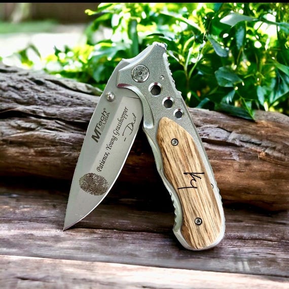 Custom Fingerprint Engraved Knife, Memorial Keepsake