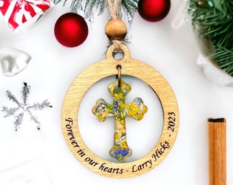 Custom Flower Petal Christmas Ornament, Memorial Keepsake