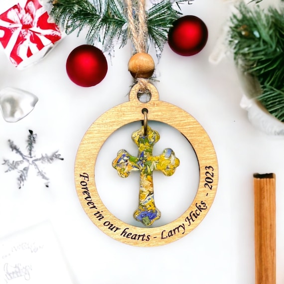Custom Flower Petal Christmas Ornament, Memorial Keepsake