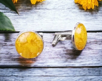 Custom Flower Cuff Links, Memorial Keepsake Jewelry