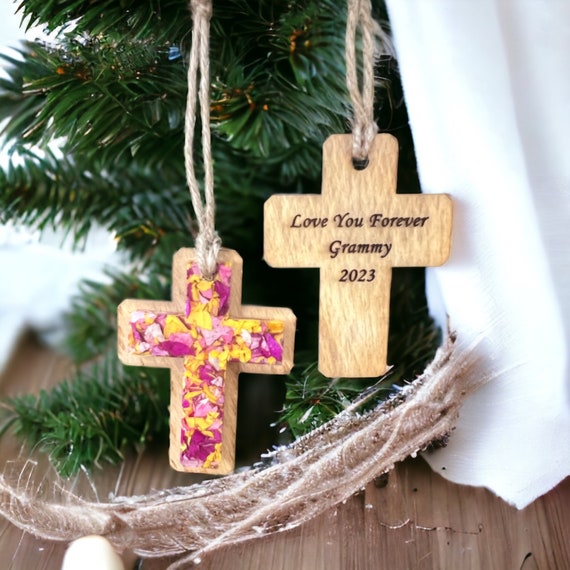 Custom Flower Petal Christmas Ornament, Memorial Keepsake