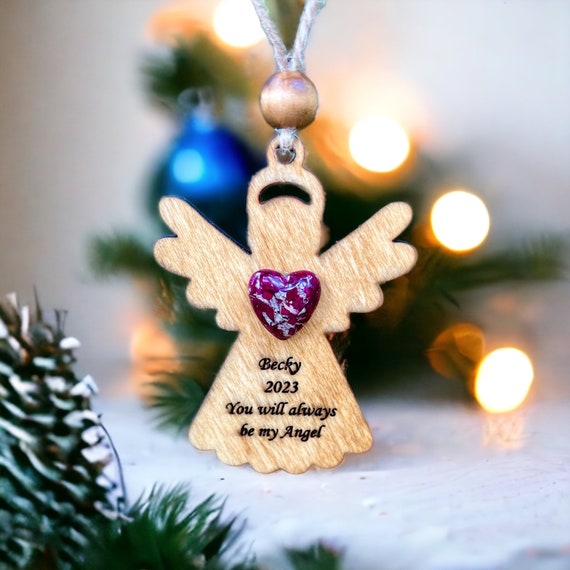 Custom Flower Christmas Ornament, Memorial Angel Ornament