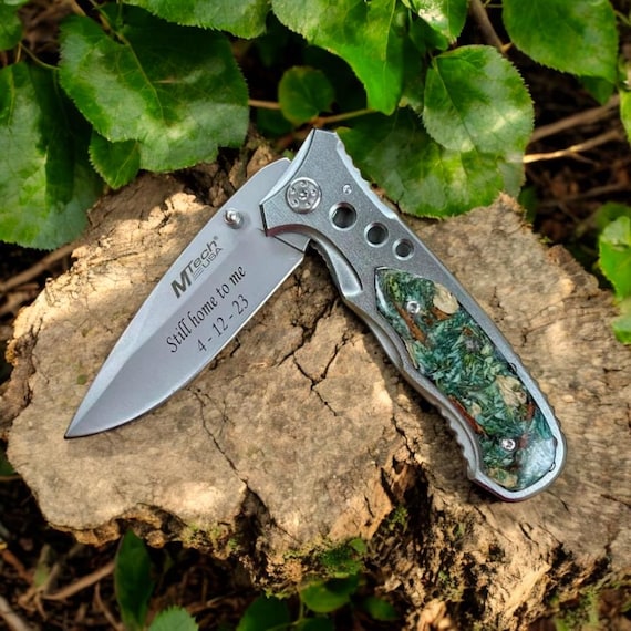 Flower Petal Memorial Knife, Keepsake Engraved Knife