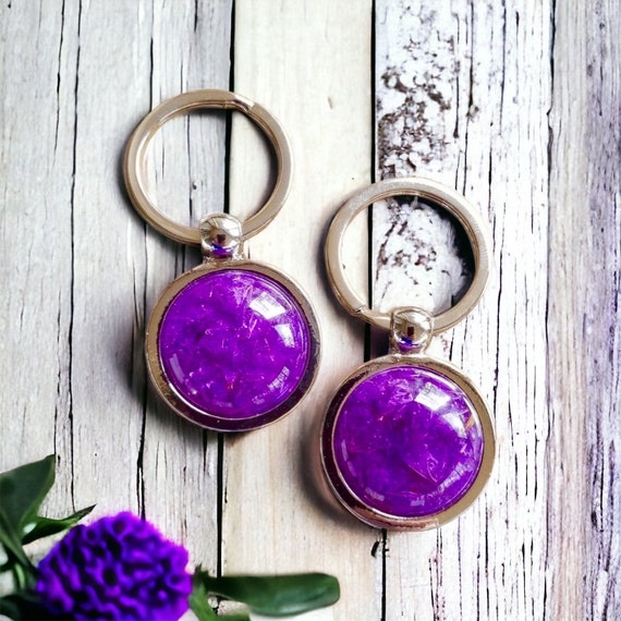 Flower Petal Keychain, Memorial Jewelry, Real Flower Keepsake