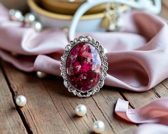 30x40mm  Memorial Broach.  Memorial Jewelry, Wedding Flowers. Funeral Flowers. Made with real flowers