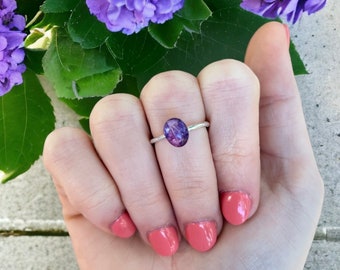 Oval Sterling Silver Flower Petal Ring, Memorial Keepsake Jewelry