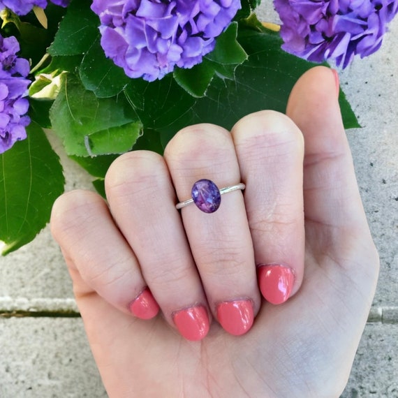 Oval Sterling Silver Flower Petal Ring, Memorial Keepsake Jewelry