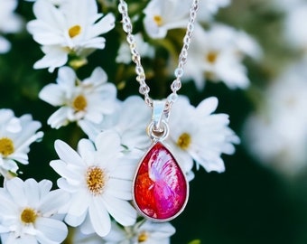 Sterling Silver Tear Drop Necklace, Memorial Flower Jewelry